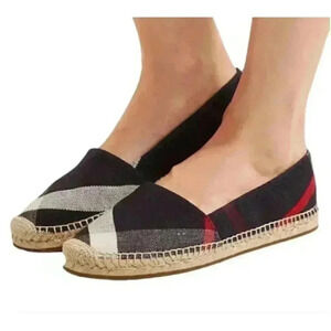 Burberry Navy Blue Nova Canvas Espadrille Flats Size‎ 40.1/2